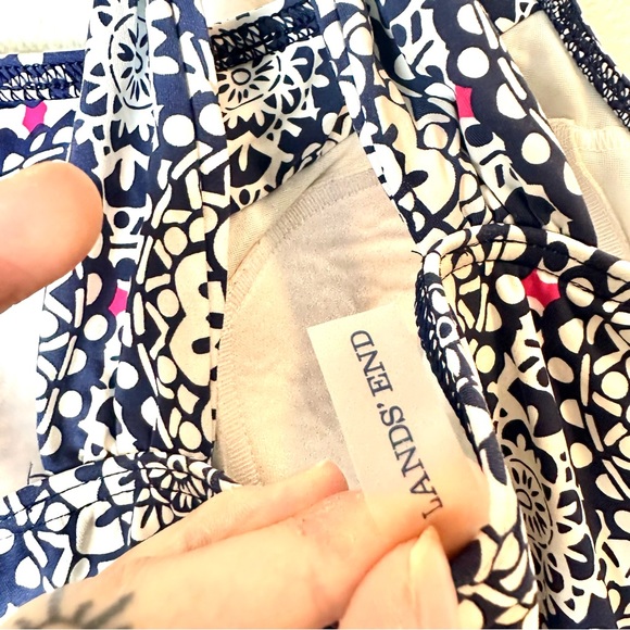 Lands’ End Patterned Blue White Tankini Swim sz 4 - Picture 7 of 10